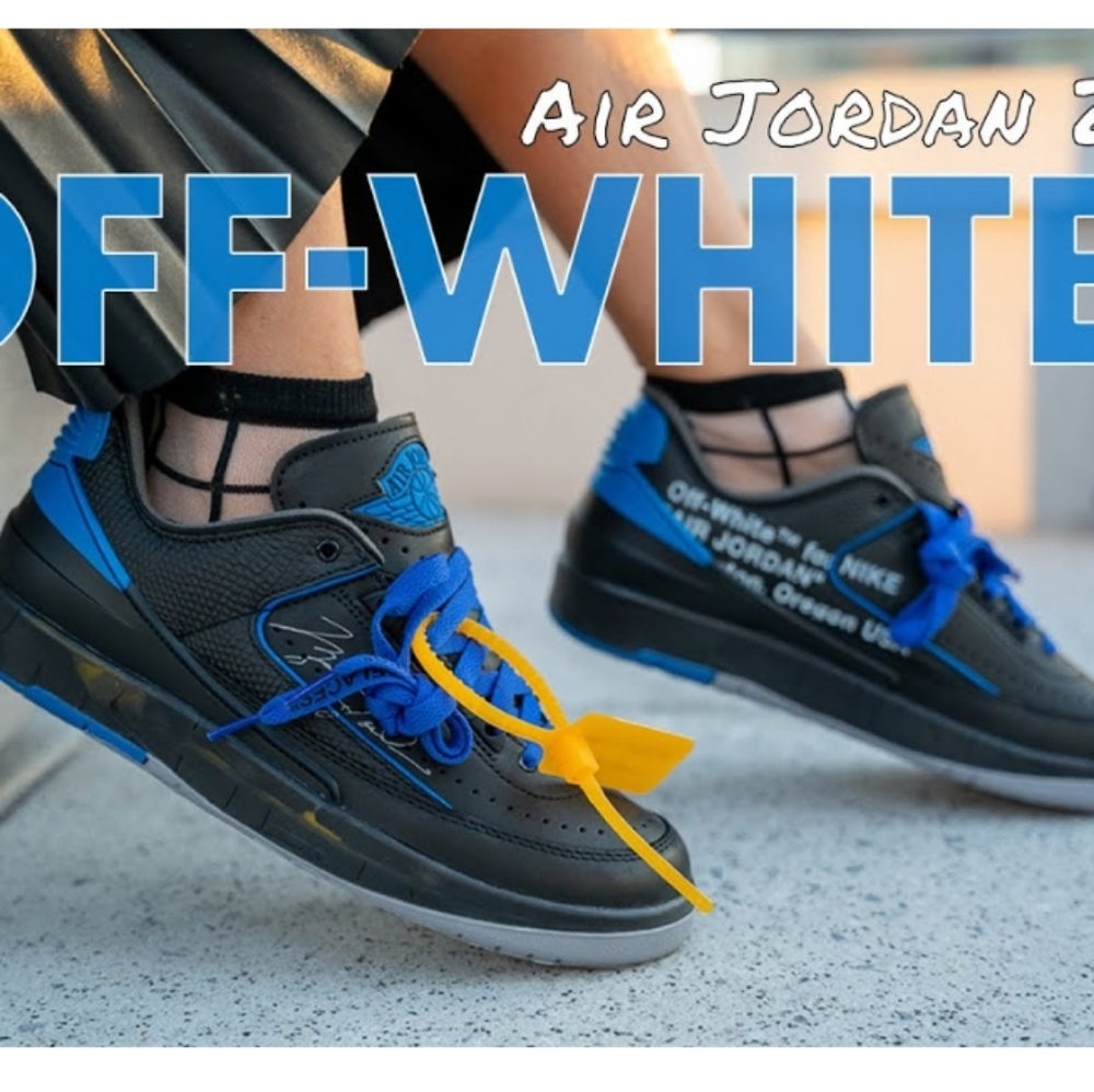 BRAND NEW Jordan 2 Retro Low SP Off-White Black Blue 6.5M/8W